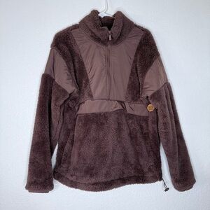 PINK Victoria’s Secret Brown 1/2 Zip Teddy Sherpa Pullover Sweater Medium